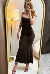 Elegantna Braon Maxi Haljina