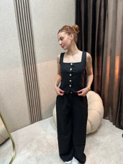 Komplet prsluk i pantalone crni