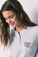 Plava majica sa kratkim rukavima od pamuka