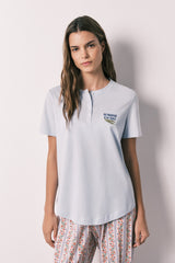 Plava majica sa kratkim rukavima od pamuka