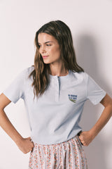 Plava majica sa kratkim rukavima od pamuka