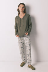 Zelena pamučna nabrana majica dugih rukava